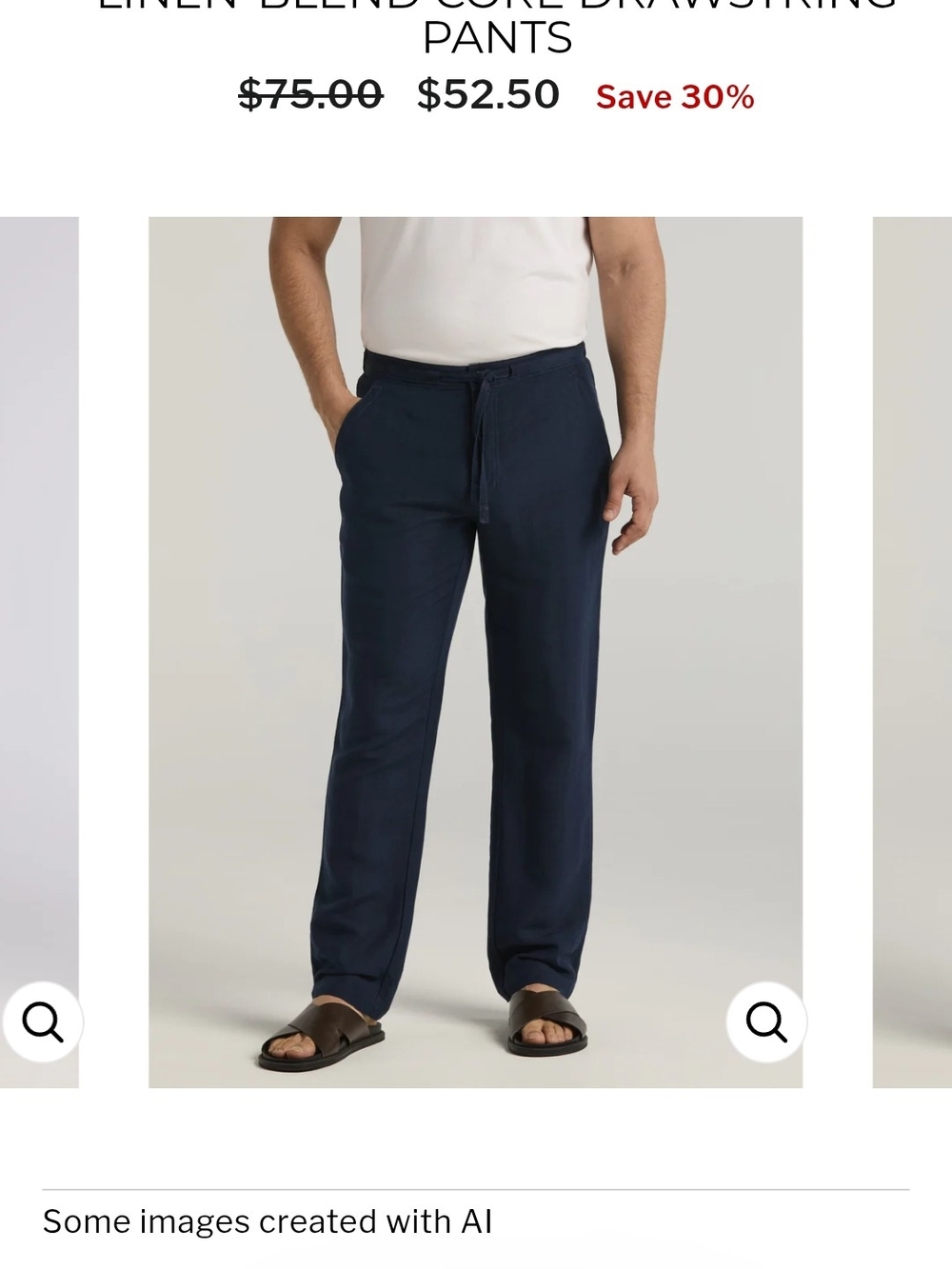 Cubavera Navy Drawstring Linen-Blend Pants